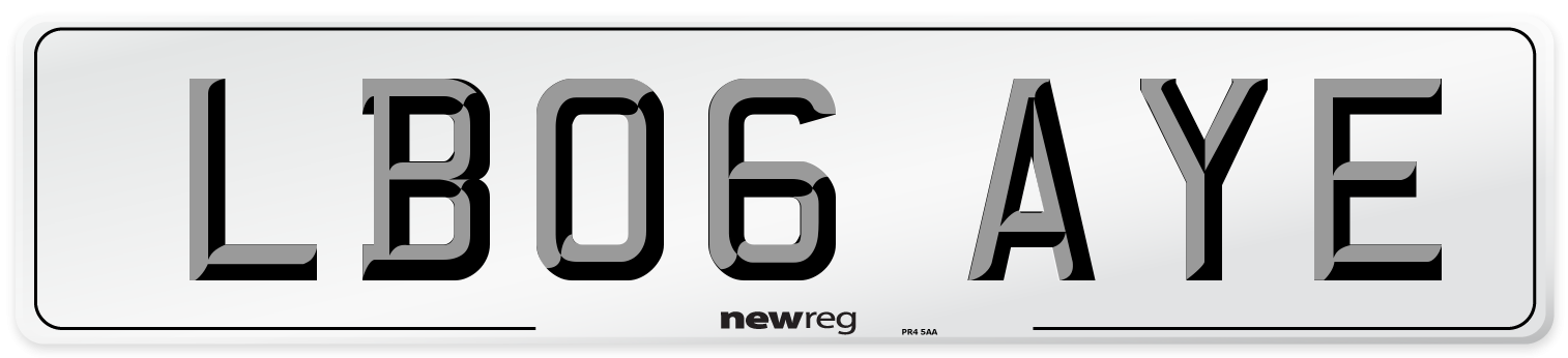 LB06 AYE Number Plate from New Reg